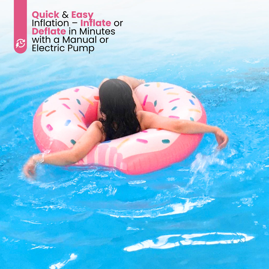 Inflatable Donut Pool Float Swimming Ring with Bite Design