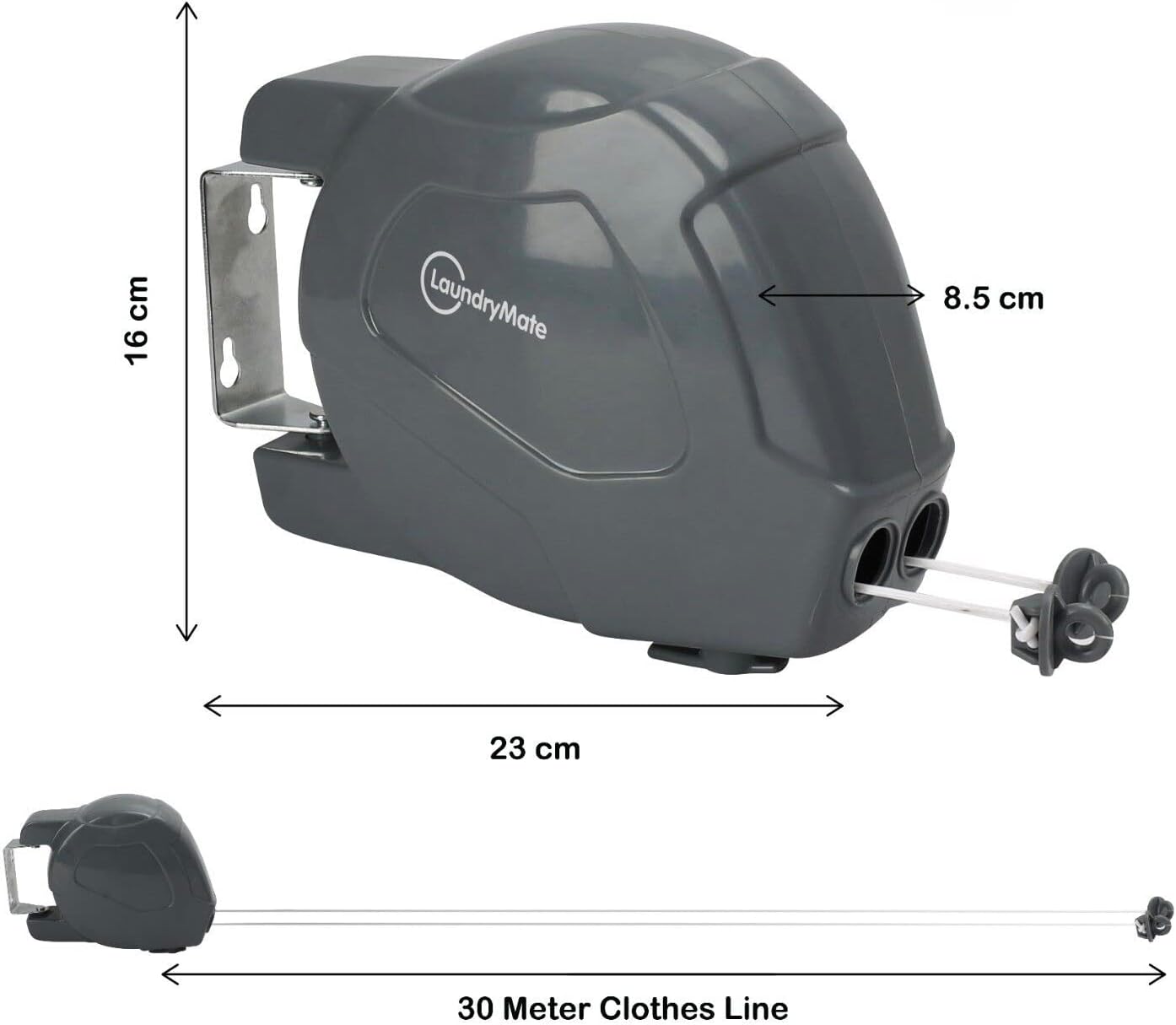 Automatic Retractable Washing Line Double Rope Wall Mount Laundry Hanger – (30m DOUBLE ROPE 2 x 15m)