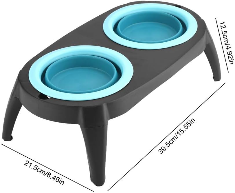 Collapsible Pet Feeding Bowl Set with Foldable Tray-