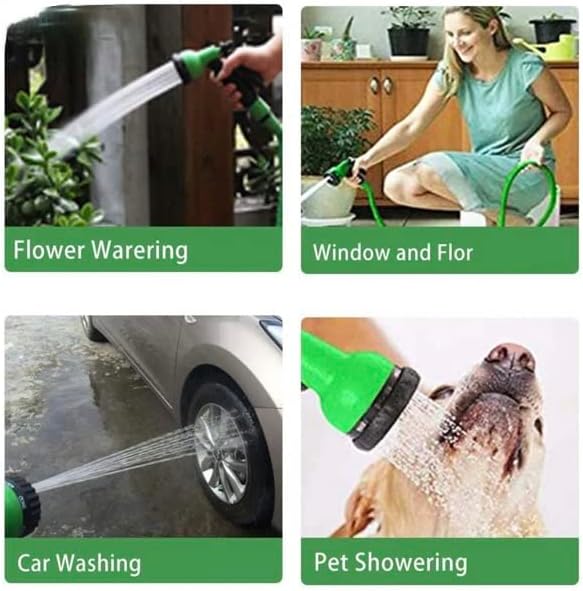 Premium Flexible Garden Expandable Water Hose Pipe Includes 8 Function Spray Gun Tap Connectors Hanging Hook Carry Bag –