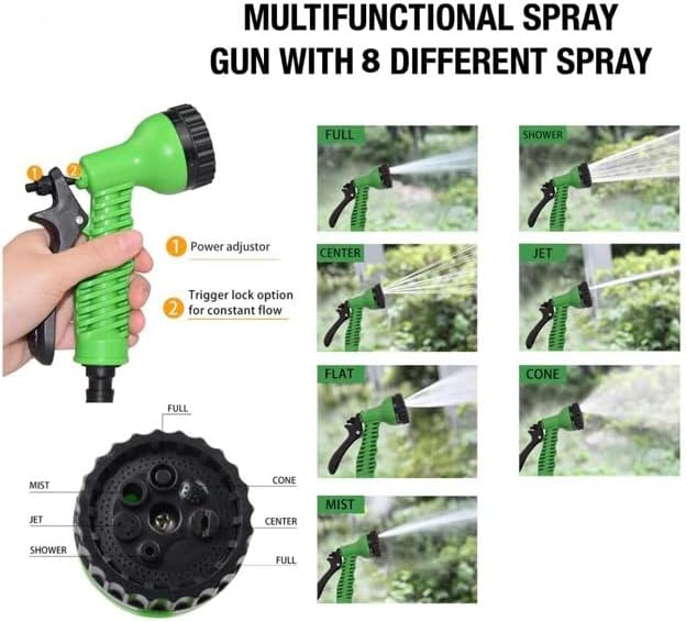 Premium Flexible Garden Expandable Water Hose Pipe Includes 8 Function Spray Gun Tap Connectors Hanging Hook Carry Bag –