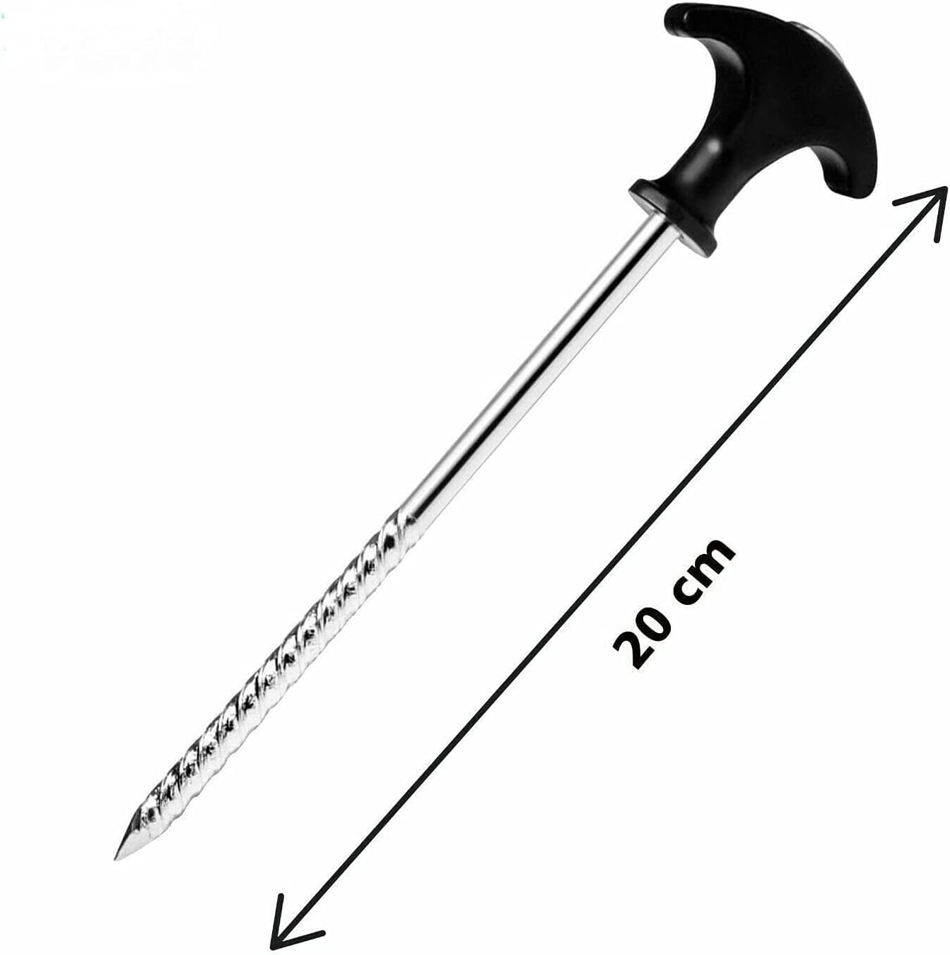 Heavy Duty 10 Pack Spiral Thread Steel Tent Pegs Screw Hooks 20cm Ground Stakes Storm-Proof and Rust Proof –