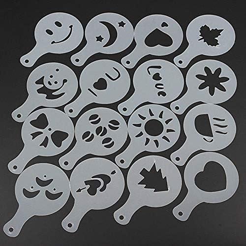 ADEPTNA Stainless Steel Chocolate Shaker with Handle and 16 Cappuccino Coffee Barista Stencils