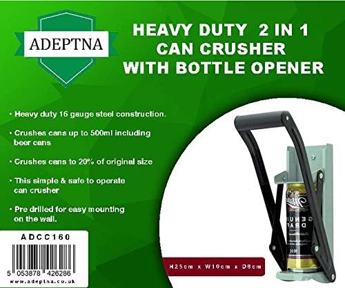 Heavy Duty 16oz 2 in 1 Can Crusher with Bottle Opener-