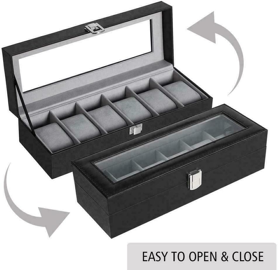 ADEPTNA Premium Faux Leather Watch Display Box – Watch Bracelet Display Storage Organiser Case