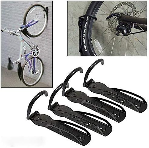 ADEPTNA Set of 4 Heavy Duty Vertical Wall Mounted Bicycle Storage Hanging Hooks - Suitable For Indoor Or Outdoor Use