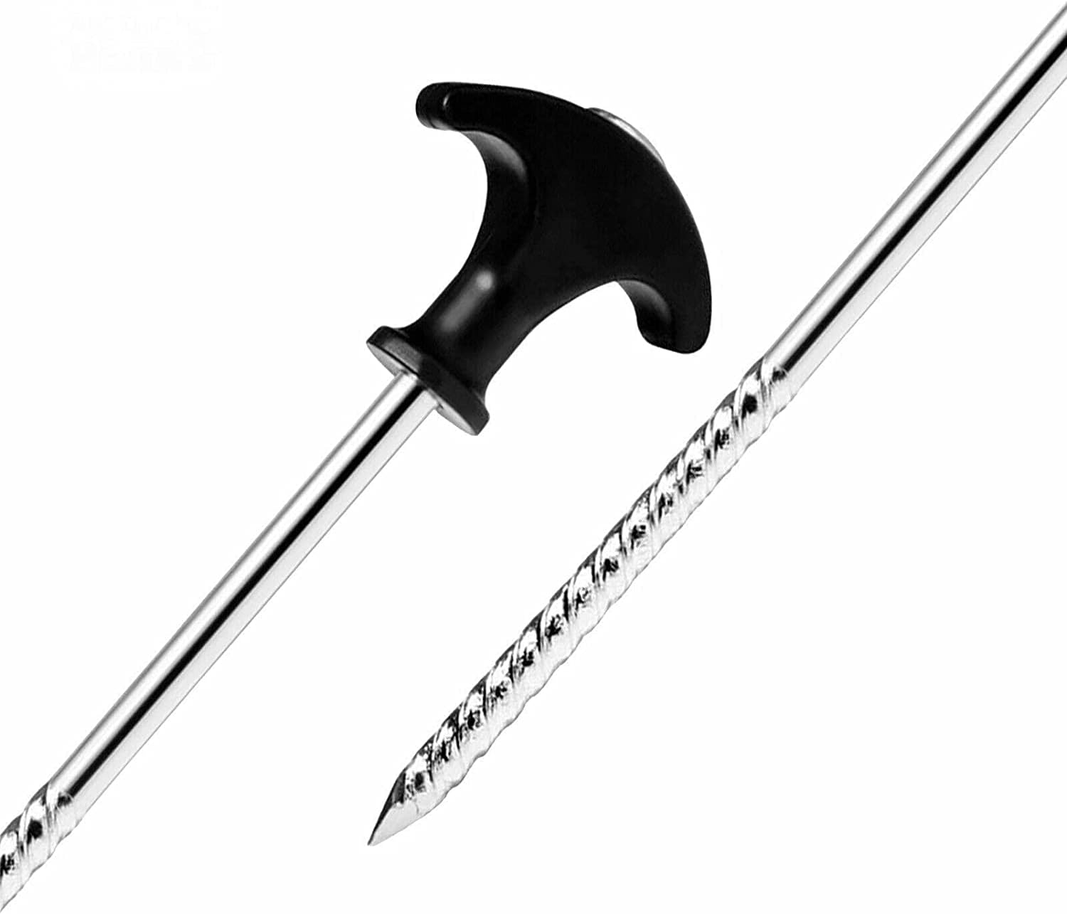 Heavy Duty 10 Pack Spiral Thread Steel Tent Pegs Screw Hooks 20cm Ground Stakes Storm-Proof and Rust Proof –