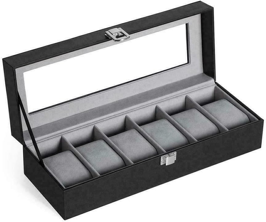 ADEPTNA Premium Faux Leather Watch Display Box – Watch Bracelet Display Storage Organiser Case