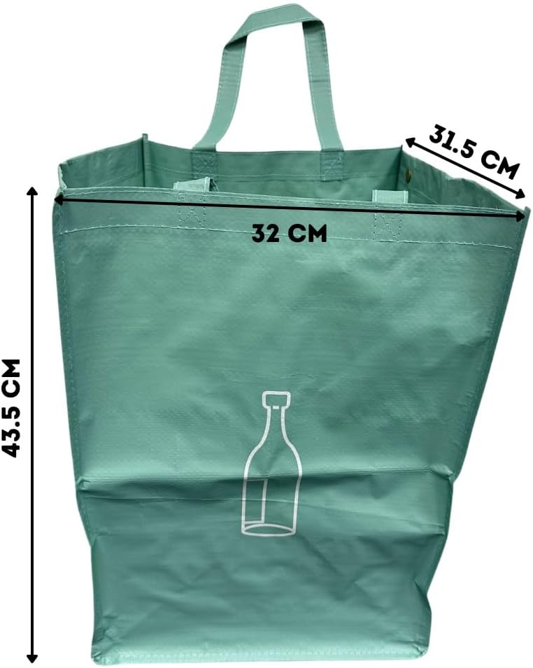 Heavy Duty Reusable Pack of 3 Recycle Bags With Strong Handles Colour Coded Plastic Glass Paper Storage Bin Bag Sack