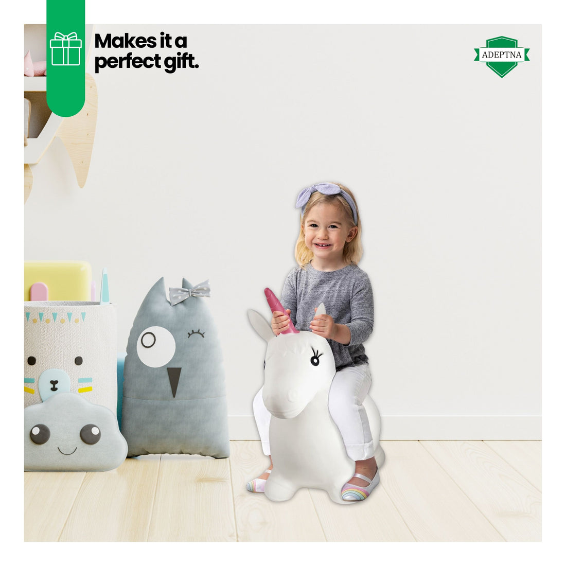 Inflatable Unicorn Hopper Toy with Pump