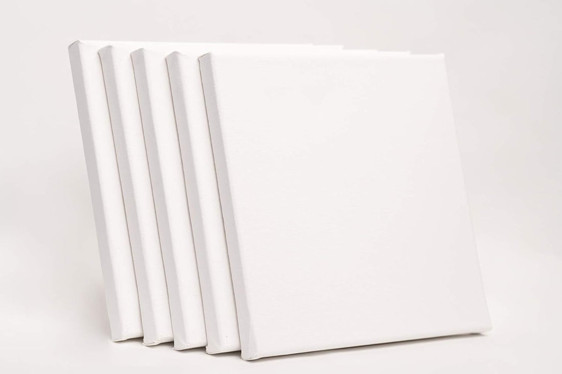 Pack of 5 Artist Blank Stretched Canvas Frames - 100% Cotton Artist Quality (20CM X 20CM)