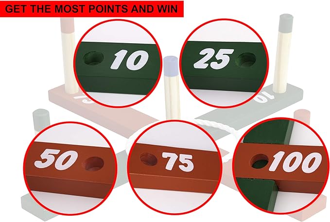 ADEPTNA Wooden Garden Indoor Outdoor Quoits - Traditional Classic Family Pegs And Rope Hoopla Game - Part BBQ Games Kids Adult Family Fun Party Games