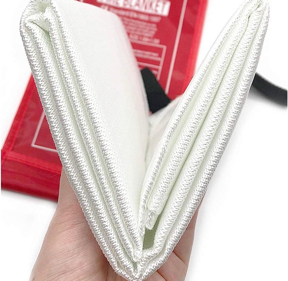 ADEPTNA Premium Large Fire Blanket in Soft Case with Loops – An Essential Safety blanket for Home Kitchen Caravan Boats Garage – Quick Deploy in Emergency - Size 1m x 1m