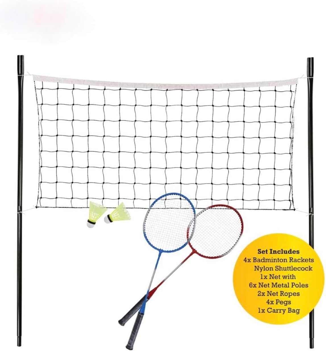 4 Player Complete Badminton Racket Set With Shuttlecock Size Metal Pole