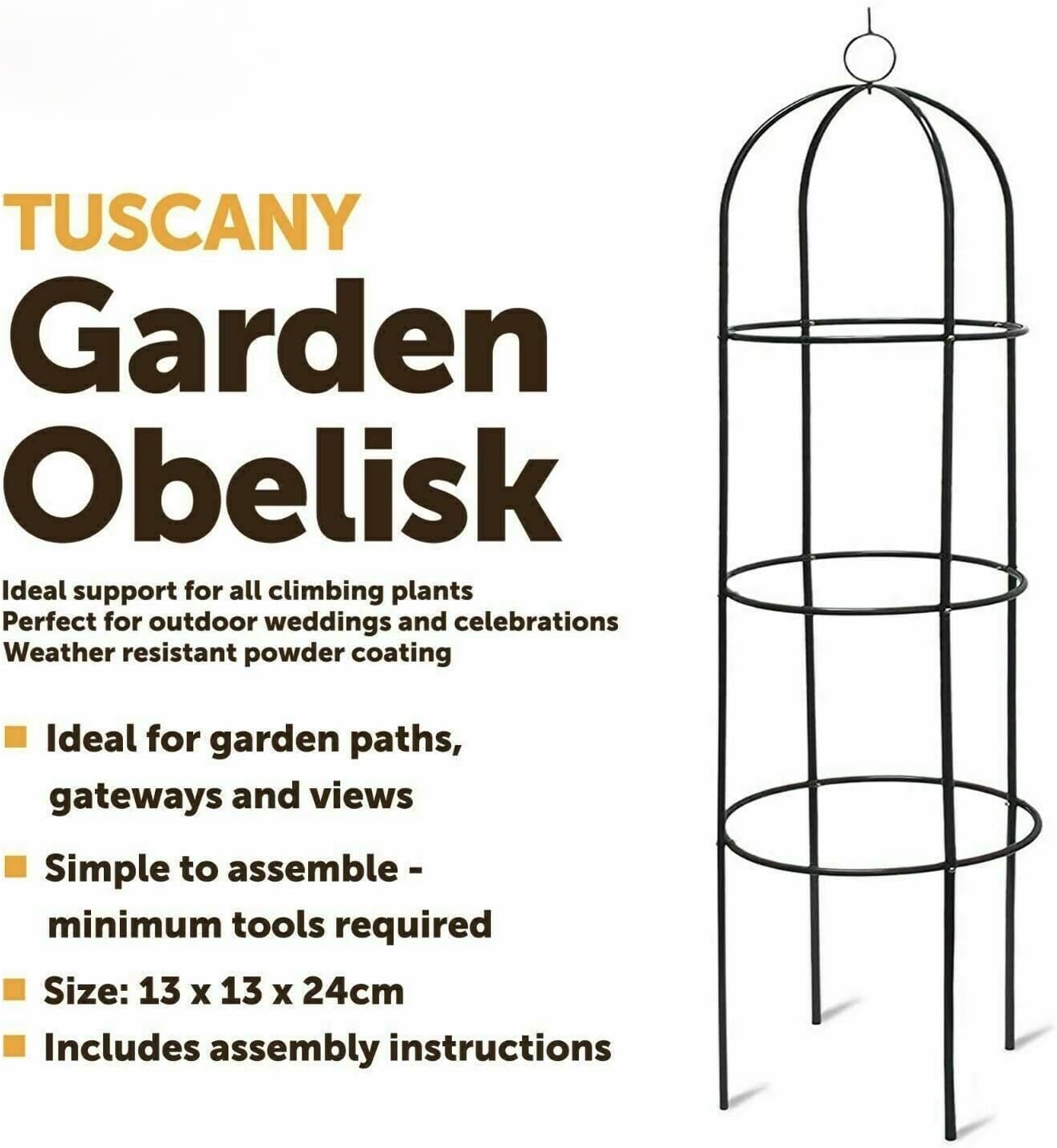 Garden Obelisk Metal Feature Climbing Plants and Roses Steel Tubular structure 1.9m Flowers Steel Frame-