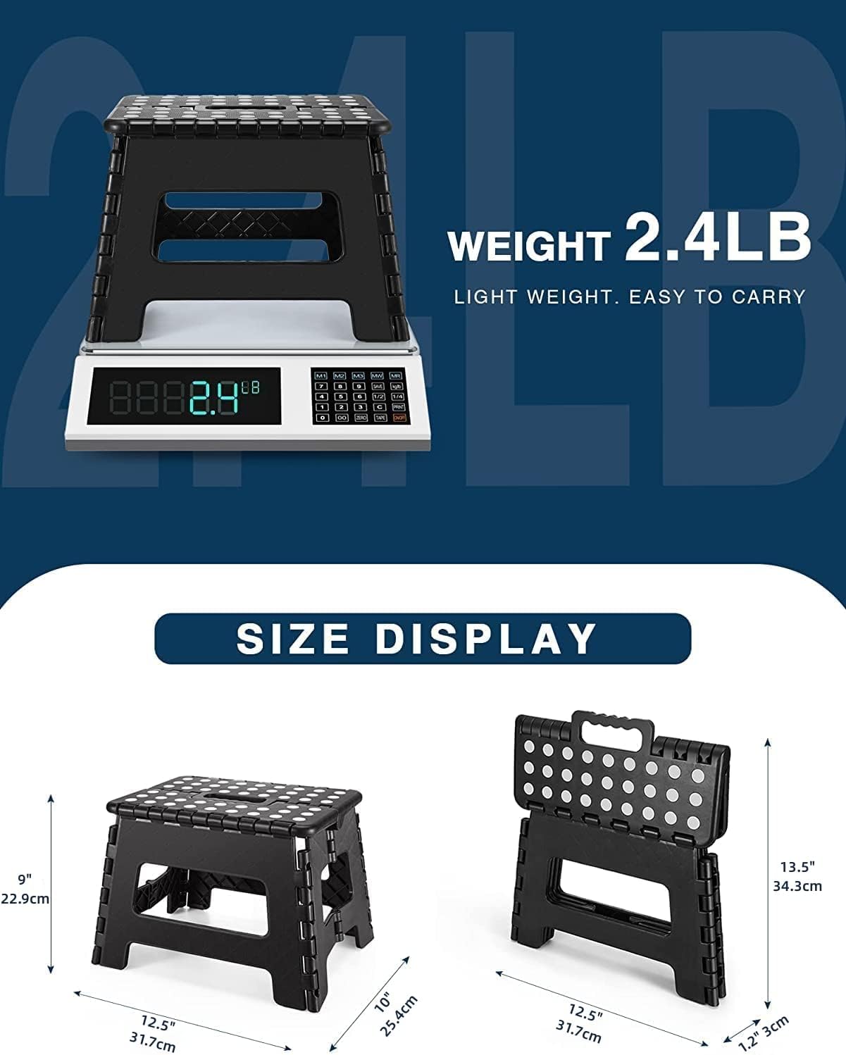 HOUSE DAY 9 inch Folding Step Stool Lightweight Foldable Stool Plastic Stool