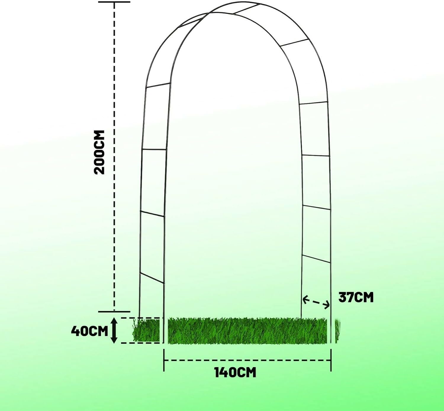 Large 2.4m Heavy Duty Metal Garden Arch Strong Rose Climbing Plants Support