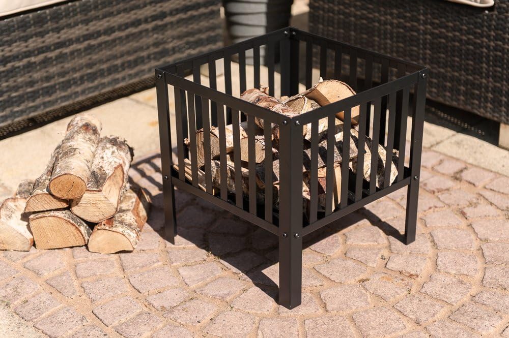 Square Fire Pit with Ash Tray Log Burner Heater Bowl Basket with Legs –