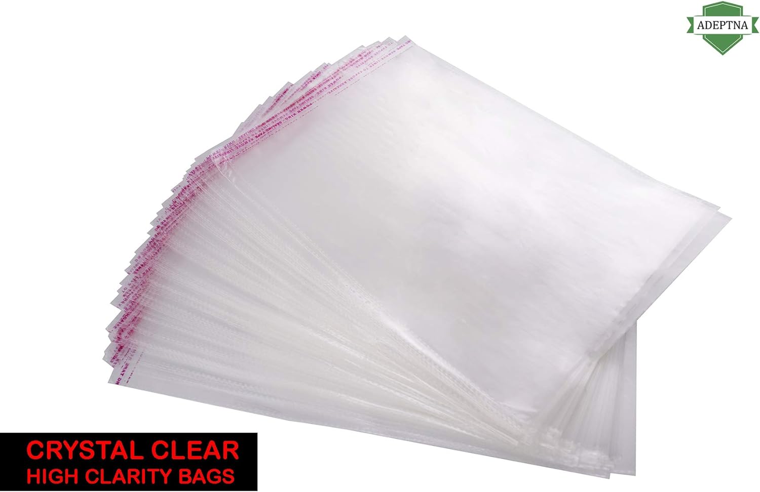 Pack of 100 A4 Cello Bags Crystal Clear - Cellophane Self Seal Bags