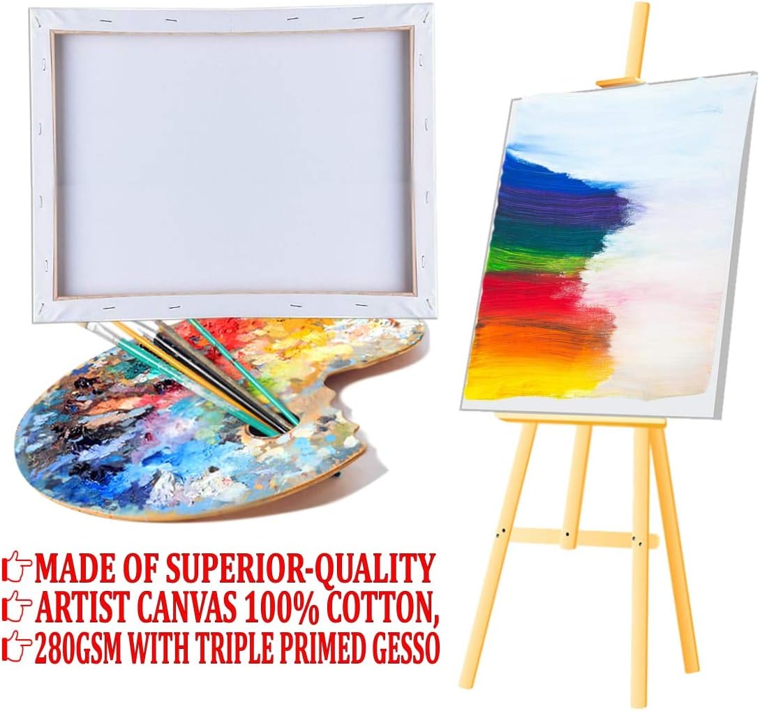 Pack of 5 Artist Blank Stretched Canvas Frames - 100% Cotton Artist Quality  (30CM X 40CM)