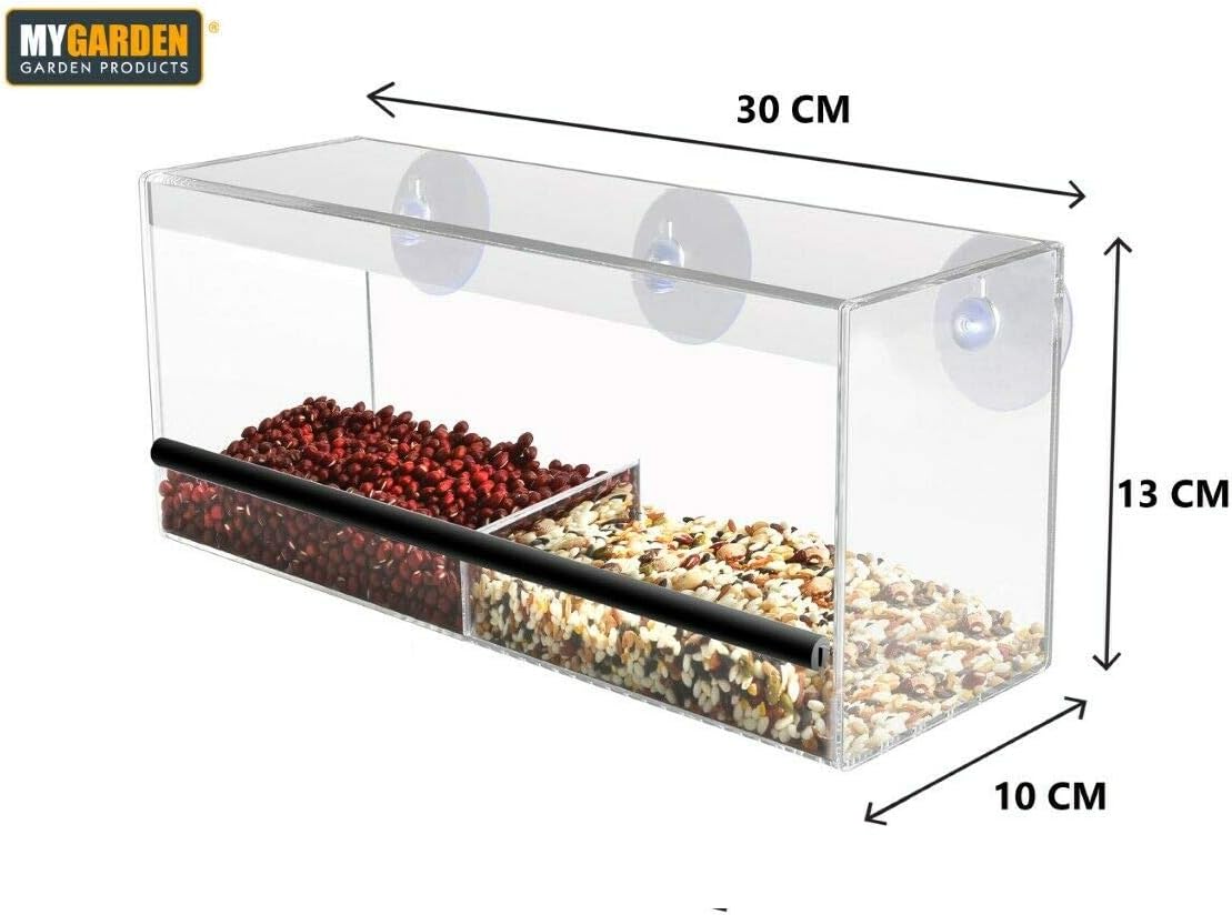 Extra Large Outside Acrylic Balcony Window Bird Feeder with Free Bird Spotting -
