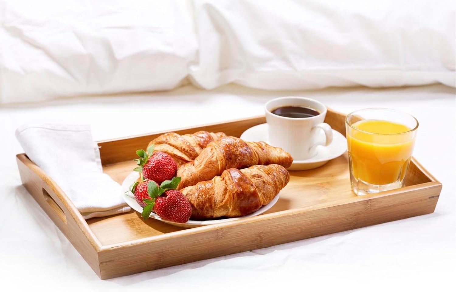 ADEPTNA Real Bamboo Wooden Folding Breakfast Tray with Folding Legs Breakfast lunch dinner Serving Lap Tray Table Mate (NATURAL)