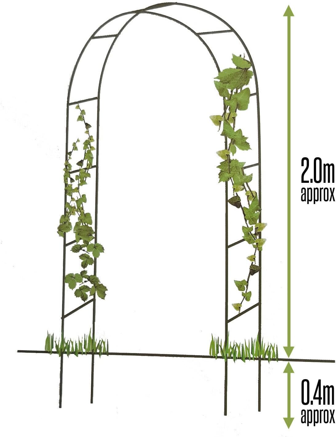 Large 2.4m Heavy Duty Metal Garden Arch Strong Rose Climbing Plants Support