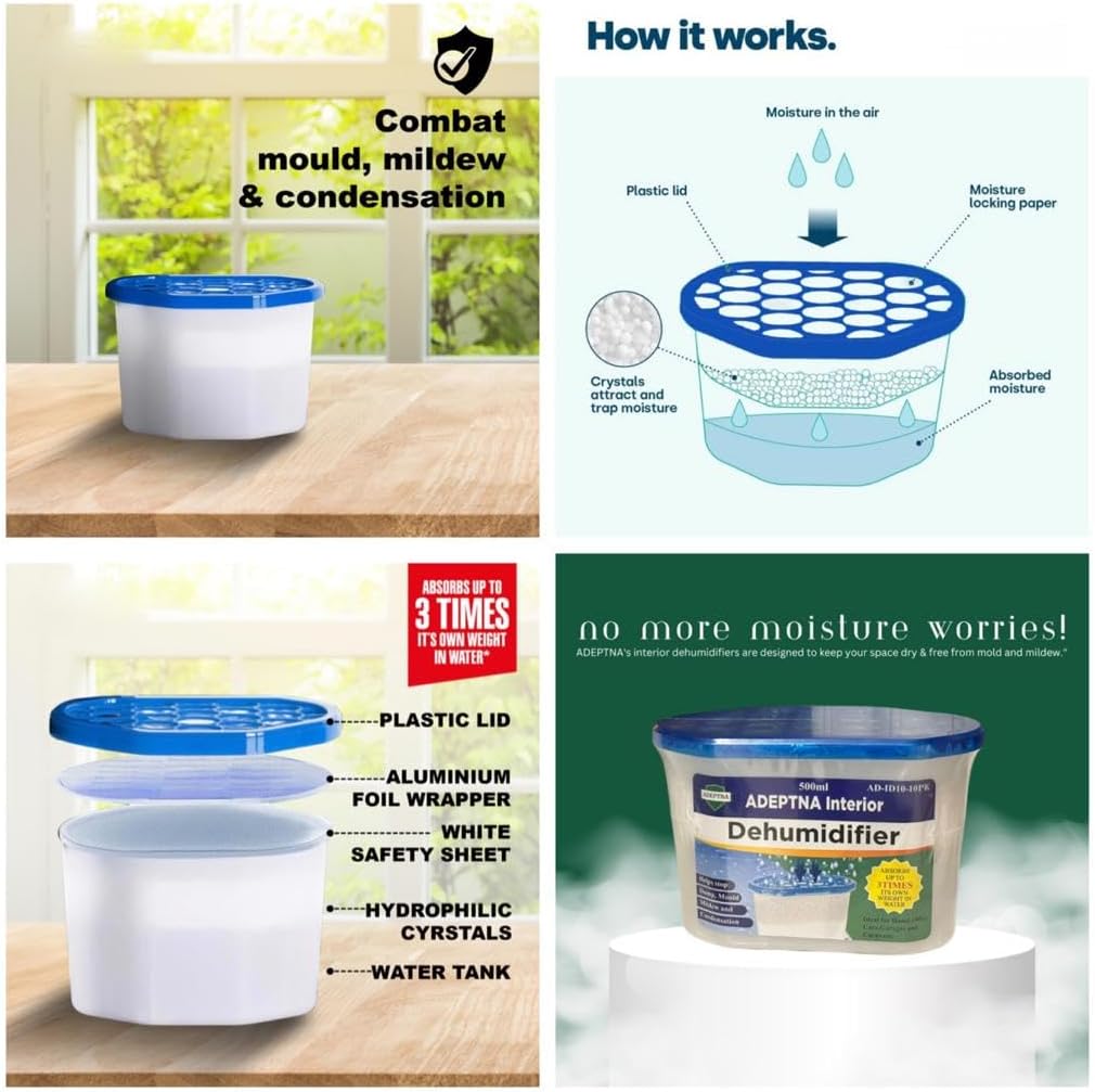 500ML INTERIOR M DEHUMIDIFIERS OULD MILDEW REMOVER ABSORBS MOISTURE HELPS STOP DAMP AND CONDENSATION -