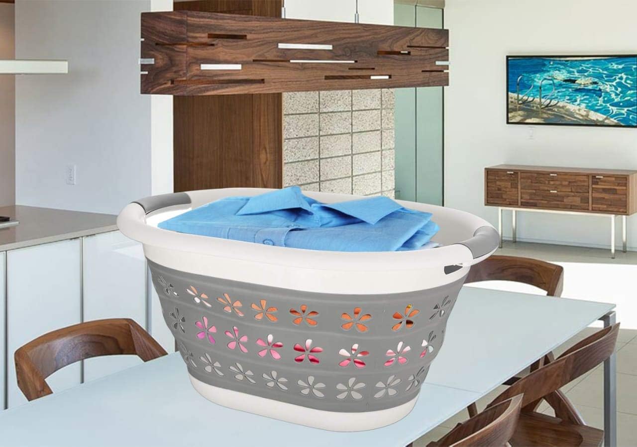 ADEPTNA Sturdy Collapsible Compact Pop Up Washing Basket House Washing Cloth Space Saving Storage Bucket