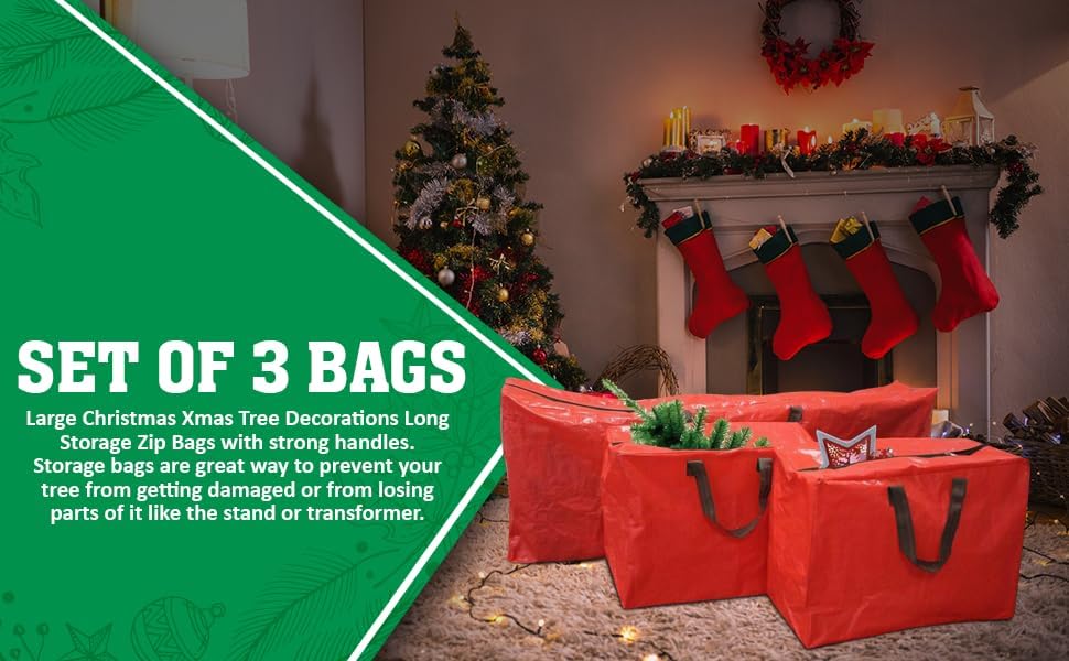 Christmas Tree Storage Bags (Red) 3PCS