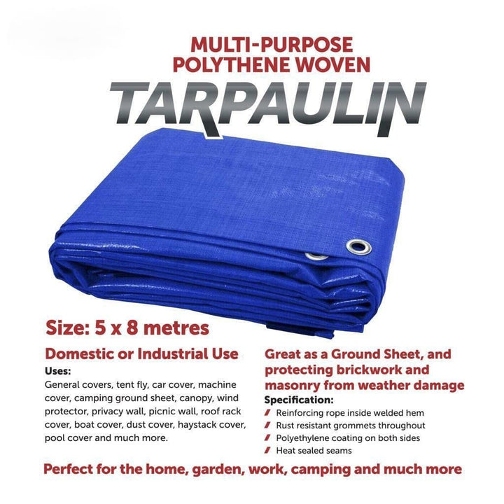 Heavy-Duty Tarpaulin water-resistant Cover Tarp Professional Ground Camping Sheet -(5 x 8 metres)