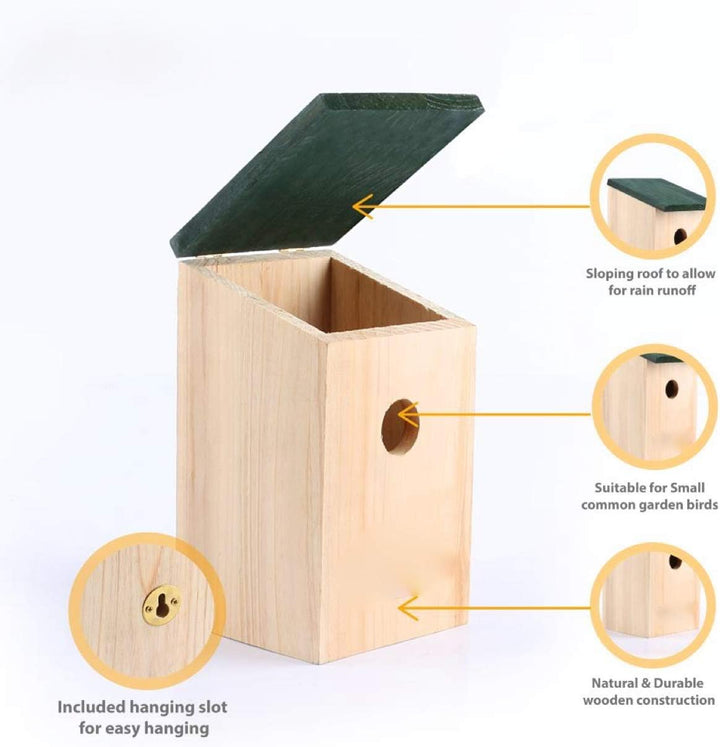 ADEPTNA Wooden Wild Bird Nest Box Bird House for Small Birds Sparrows Blue Tit Great Tits Robin – Ready Assembled