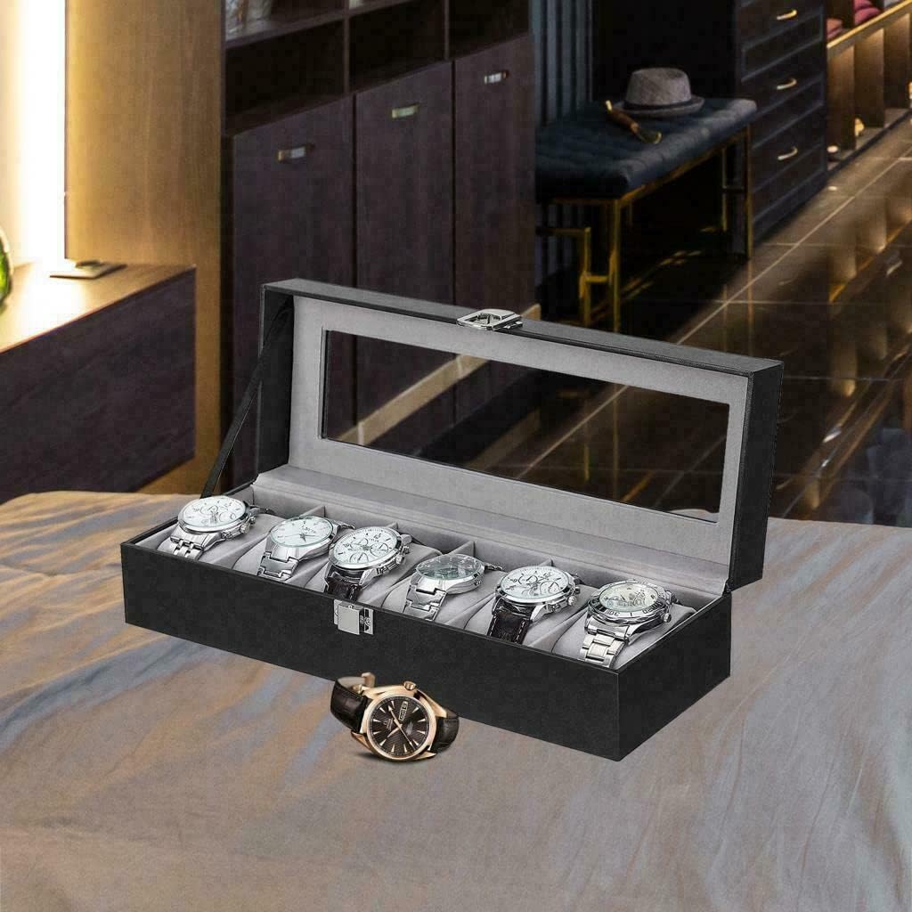 ADEPTNA Premium Faux Leather Watch Display Box – Watch Bracelet Display Storage Organiser Case