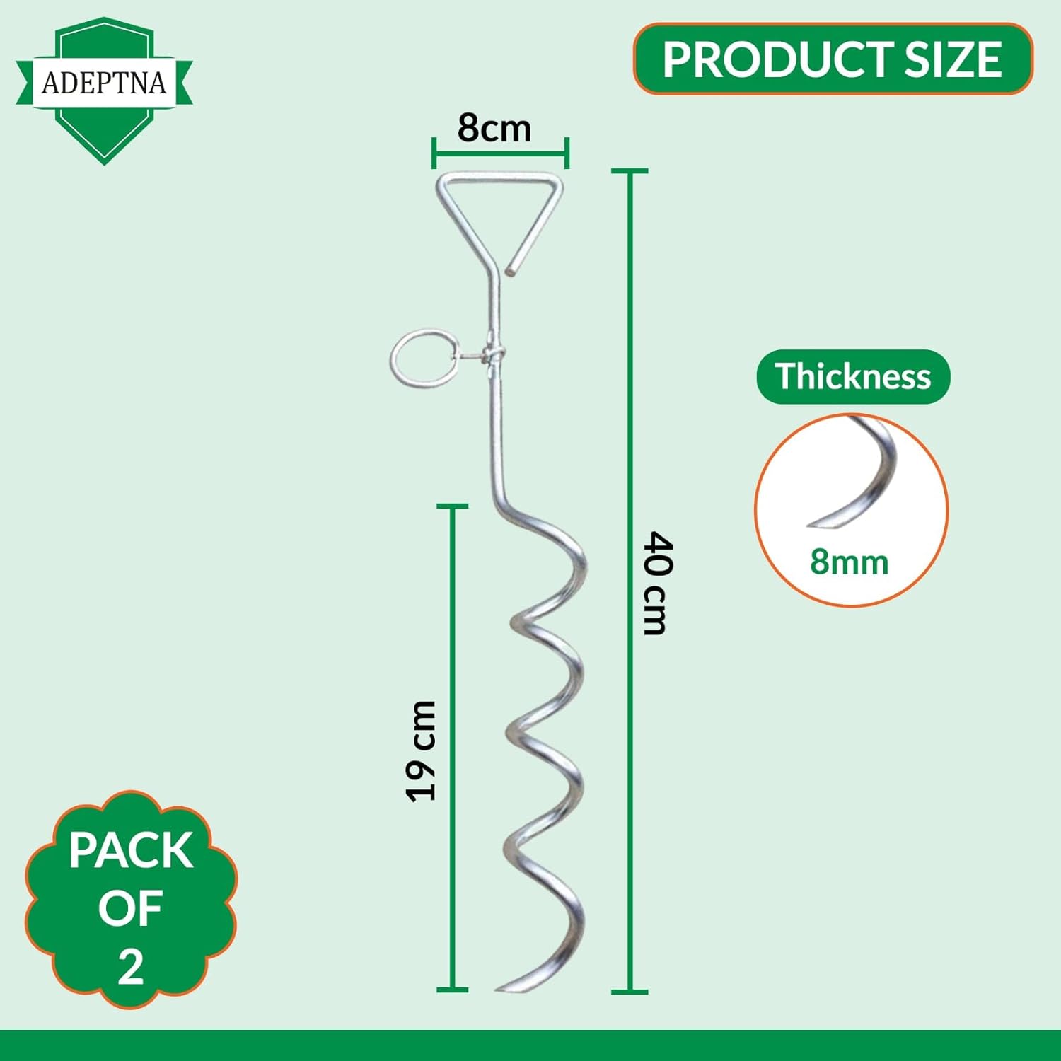 Pack of 2 Heavy Duty Dog Tie Out Ground Stake Pet Anchor Spiral Twist Camping Metal Stakes