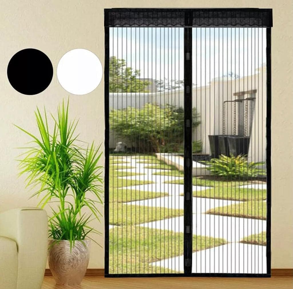 ADEPTNA Premium 210cm x 100cm Magnetic Fly Screen Door Mesh Curtain with Powerful Magnets No Gap- Fits Any Door – Keeps Away Bugs Mosquitos Fly Bees Insects (Black)