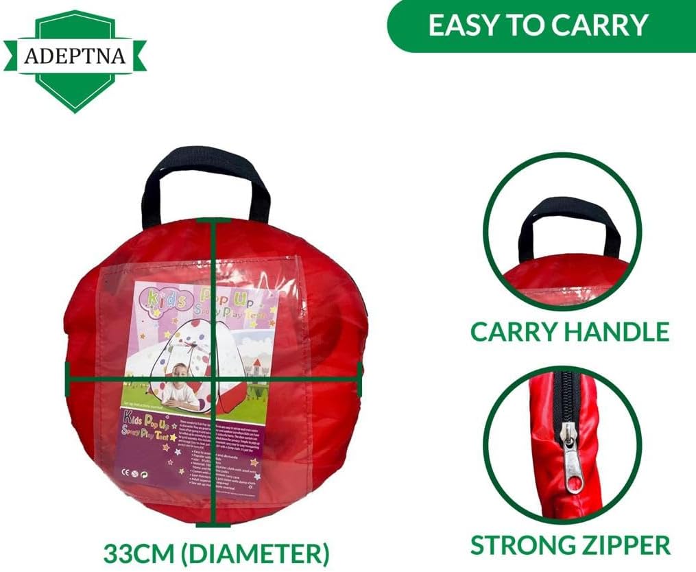 Children Kids Pop UP Spotty Play Tent Fairy Girls Boys Playhouse RED