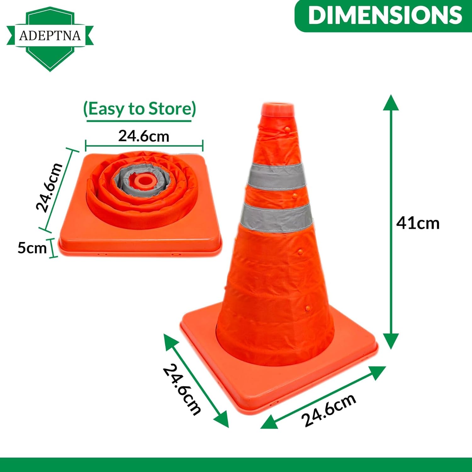 Pack of 2 Pop Up Safety Cone 18 inch High Visibility Emergency Accident Road