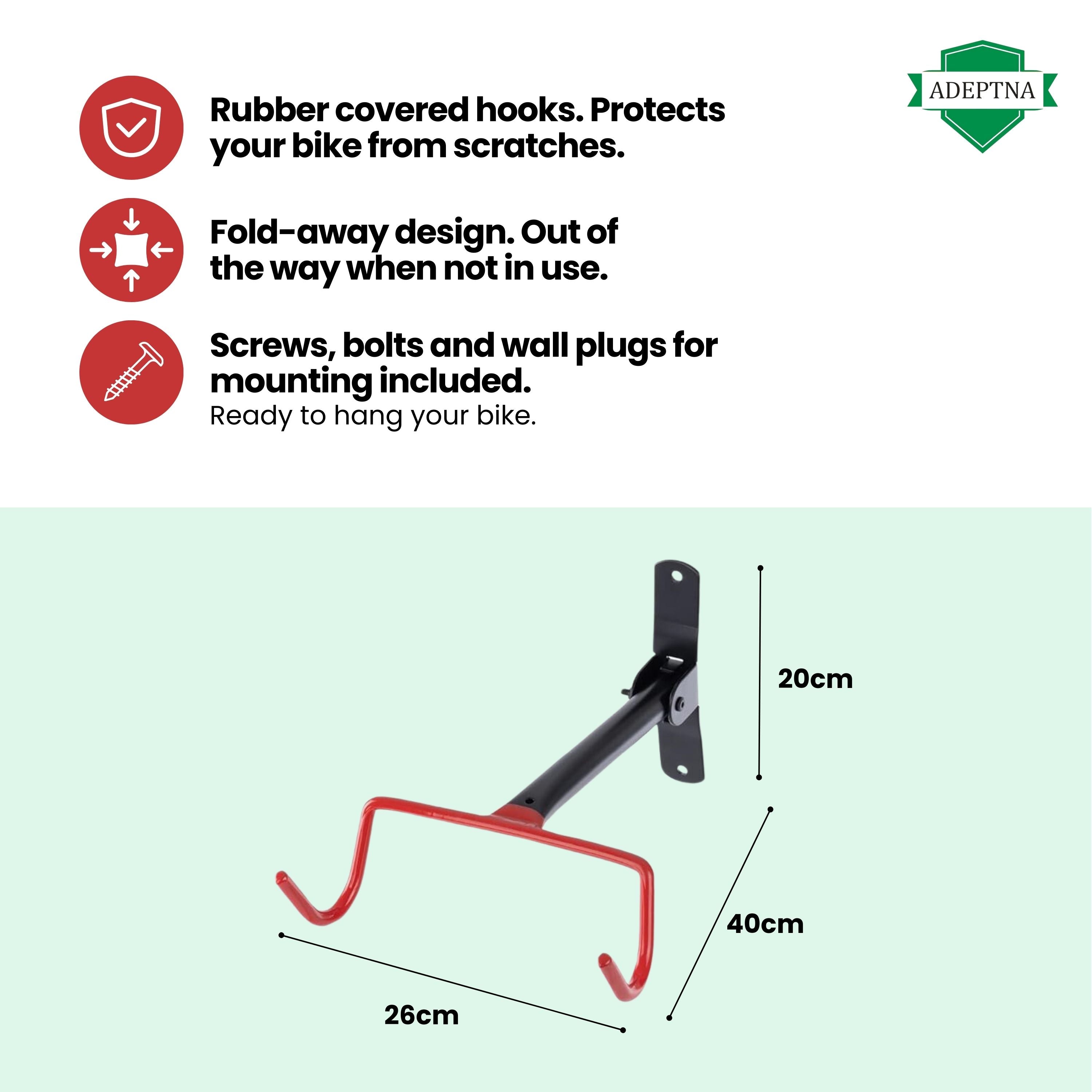 Heavy Duty Wall Mounted Bike Bicycle Cycle Storage Rack Hook Holder Fitting Screws