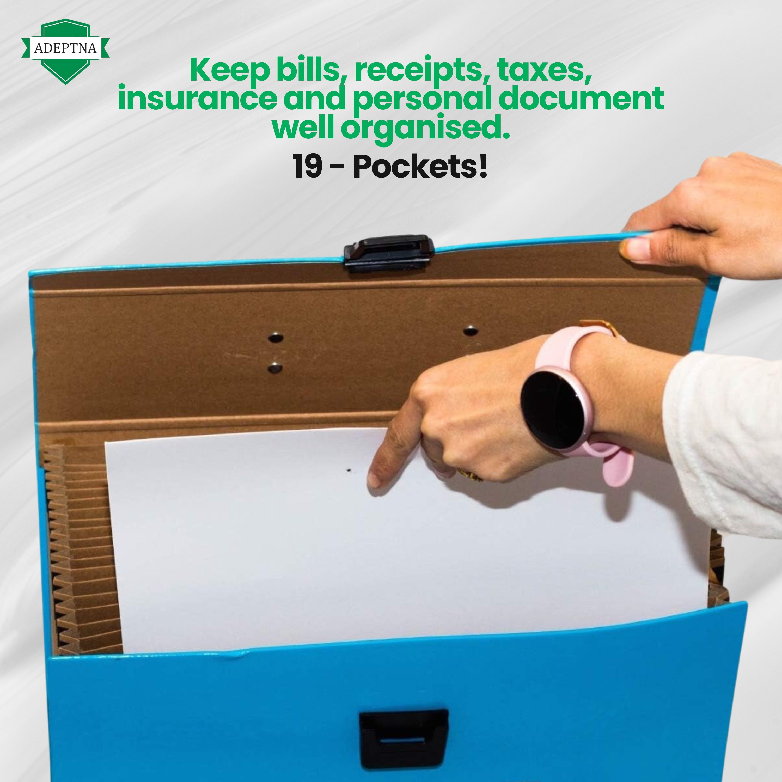 Expanding File Organiser 19 Pocket A4 Paper Folder Case