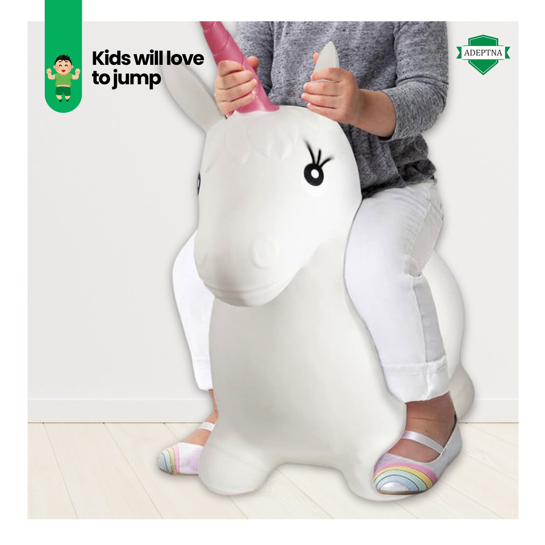 Inflatable Unicorn Hopper Toy with Pump