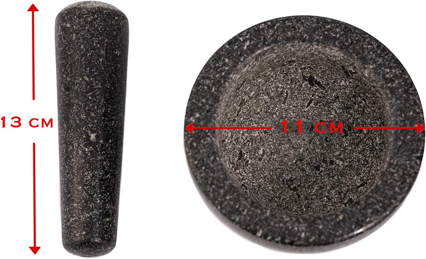 ADEPTNA Premium Solid and Durable Natural Granite Pestle and Mortar Spice Herb Seed Salt and Pepper Crusher Grinder Grinding Paste -Comfortable and Easy to use