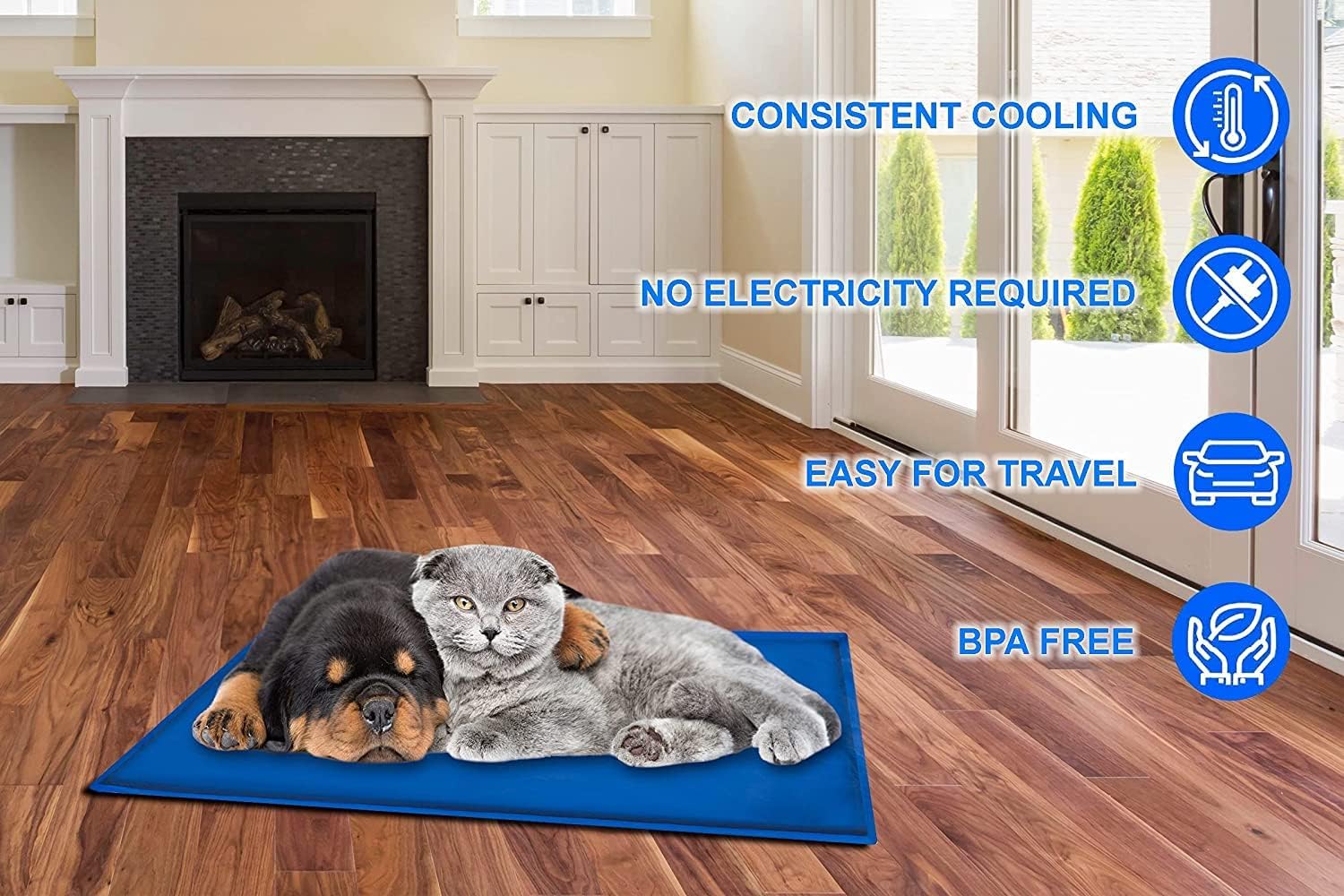 Premium Cooling Mats for Dogs Pet Cats Non-Toxic Gel Self Cooling Pad Mattress Heat Relief Mat Beds Perfect for Hot Summer Days (60CM X 45CM)