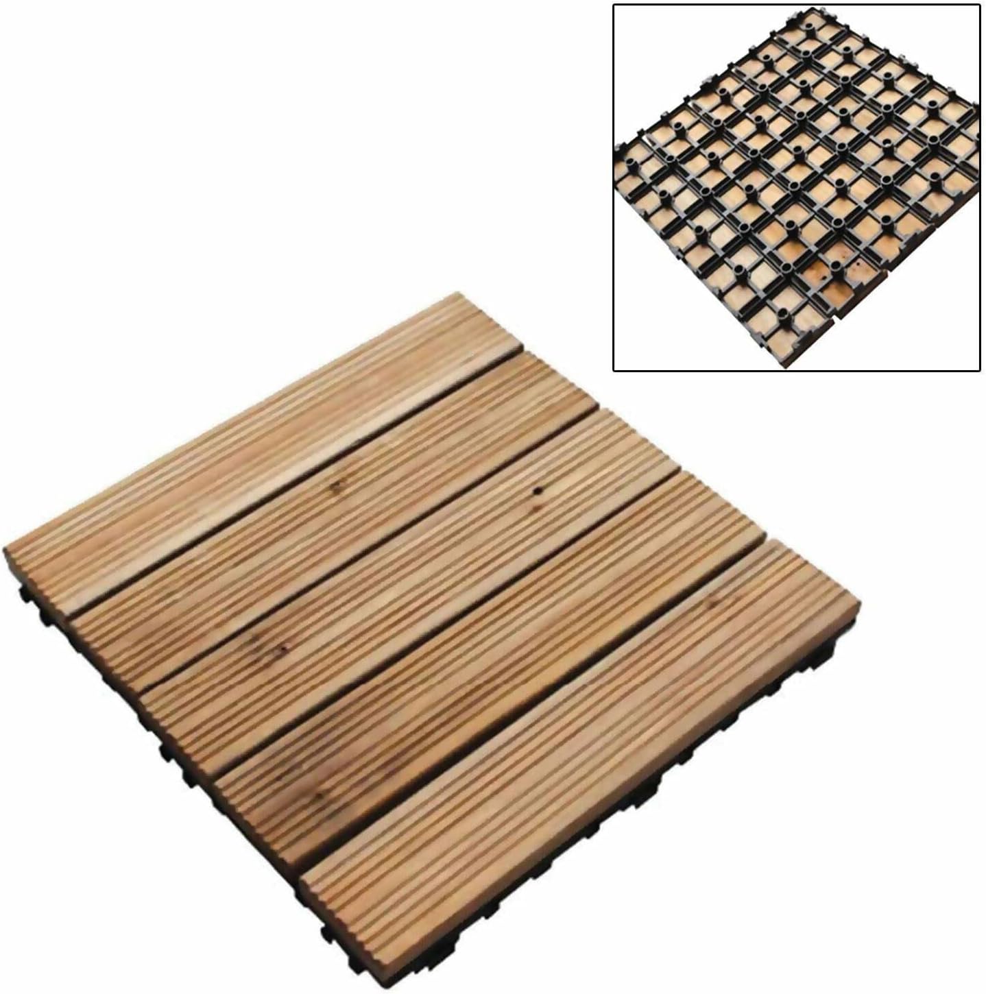 Pack of 18 Durable Wooden Decking Tiles - Wooden Tiles for Garden Patio and Outdoor Deck Areas