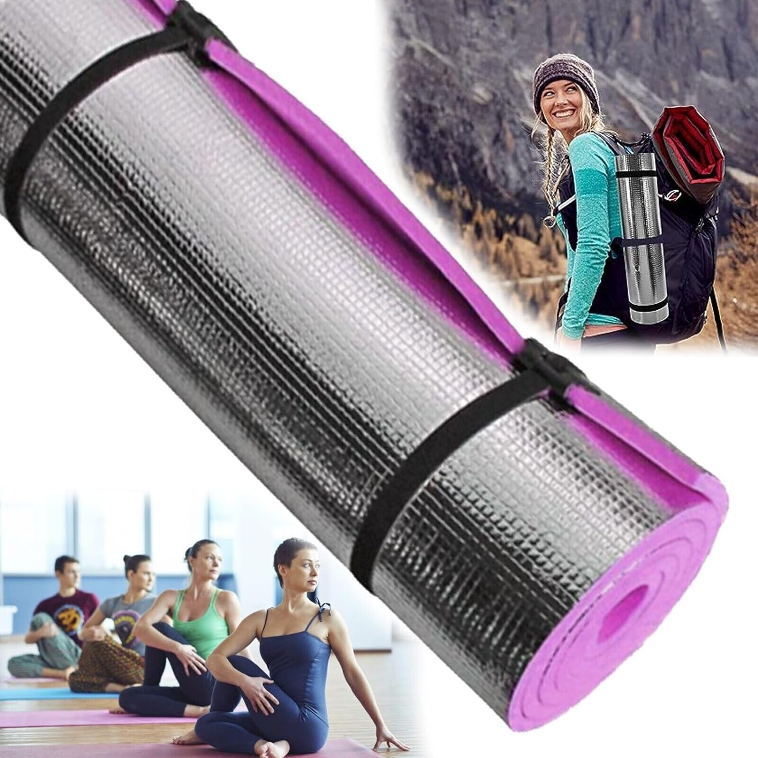 ADEPTNA Heavy Duty Waterproof Roll Up Foil Camping Hiking Mountaineering Picnic Exercises Mat Eva Foam Sleeping Mattress Thermal Insulated – It Keeps Cold And Dampness Away