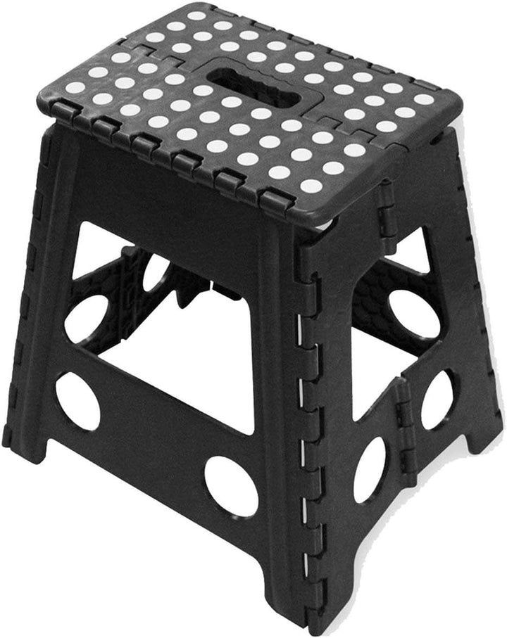 Strong Plastic Folding Step Stool - Premium Compact and Lightweight Anti Slip Foldable Stool with Handles for Kids and Adults (15” LARGE STOOL)