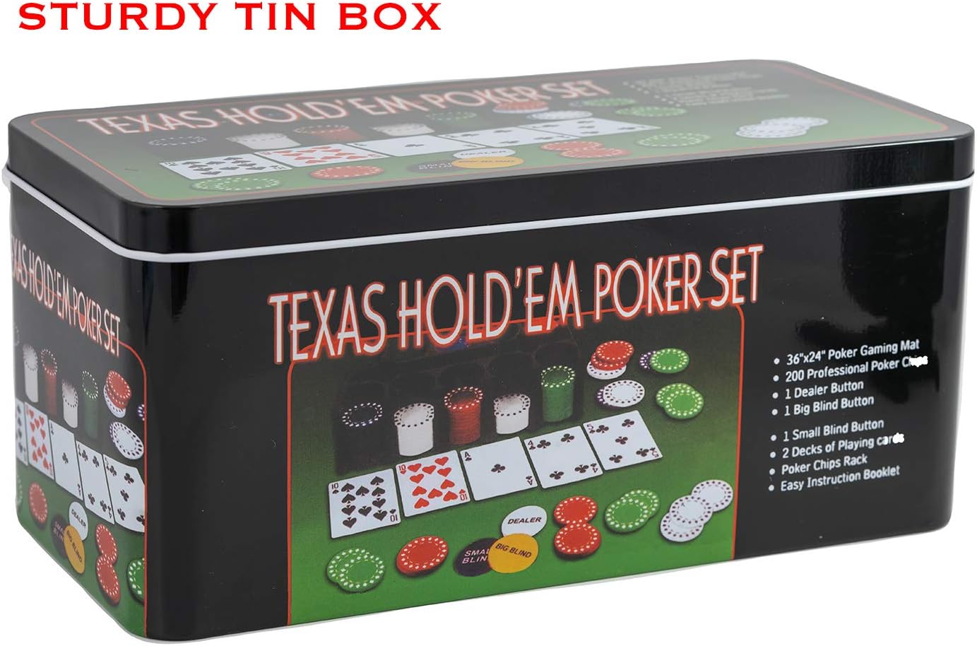 ADEPTNA Professional Casino Style 200 Piece Texas Hold'em Poker Game Play Set