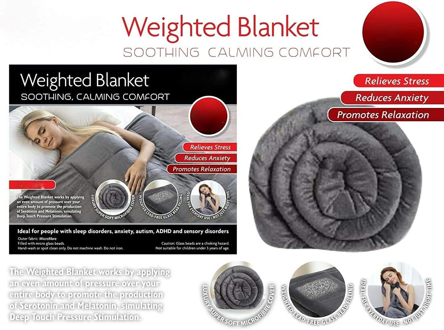 Weighted blanket for sensory therapy and anxiety relief.