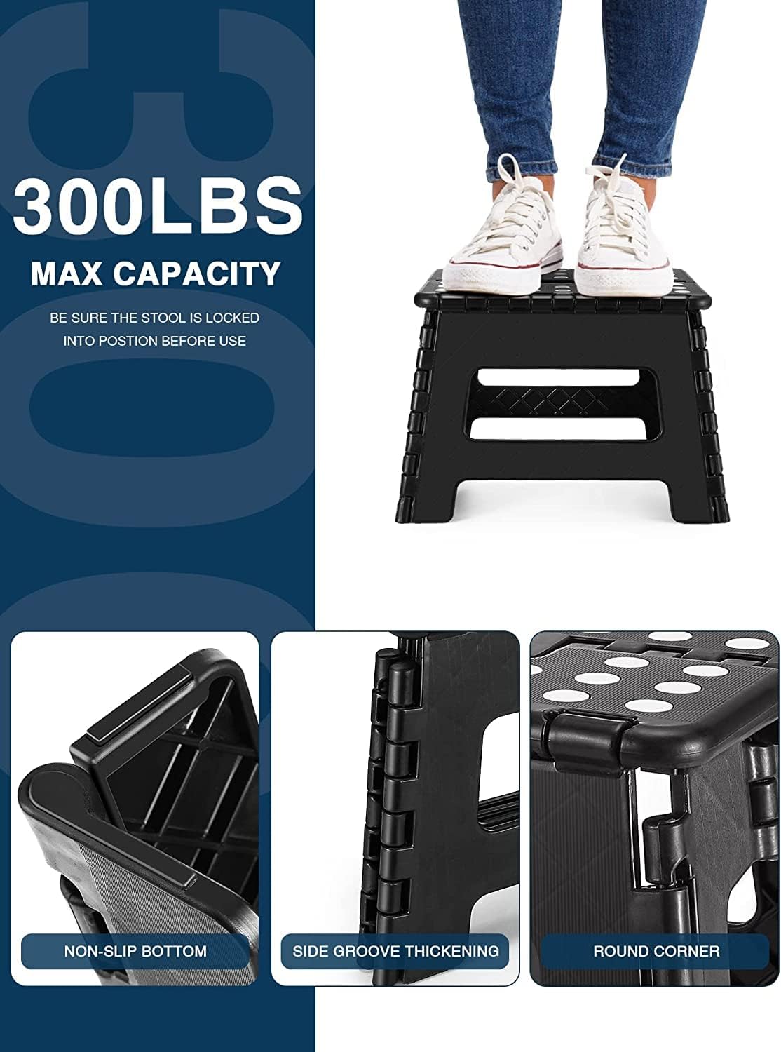 HOUSE DAY 9 inch Folding Step Stool Lightweight Foldable Stool Plastic Stool