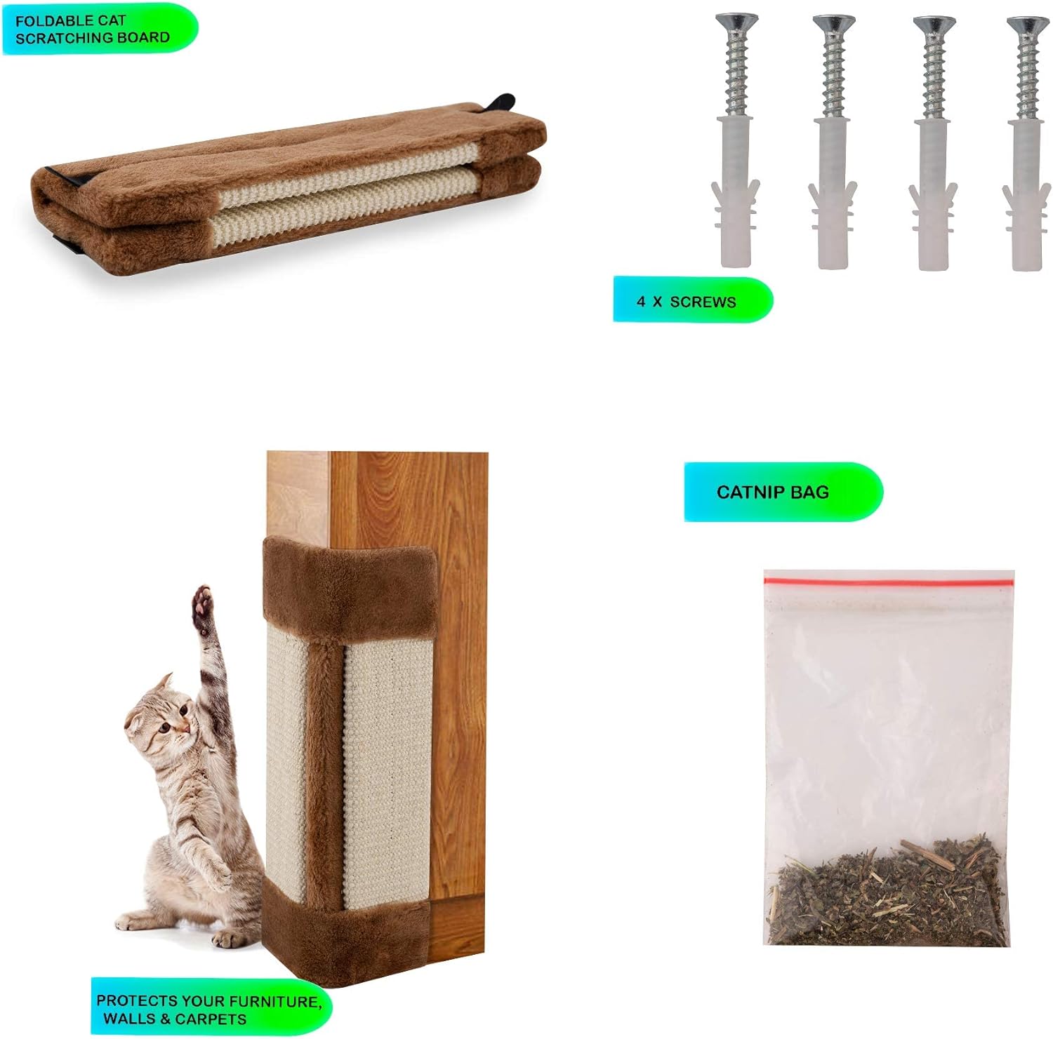 New Cat Pet Wall Corner Scratching Scratch Board Mat Post Tree Scratcher Sisal Rope