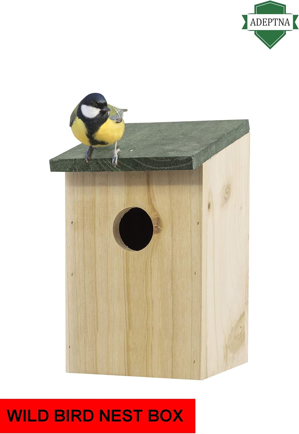 ADEPTNA Wooden Wild Bird Nest Box Bird House for Small Birds Sparrows Blue Tit Great Tits Robin – Ready Assembled